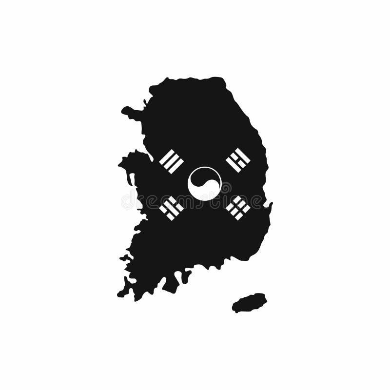 与在白色背景在简单的样式隔绝的国旗象的韩国地图 id.