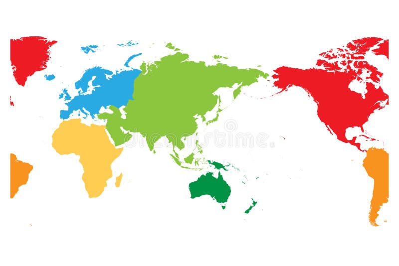 世界地图划分了成六个大陆 亚洲和澳大利亚集中了 另外颜色的每个大陆图片