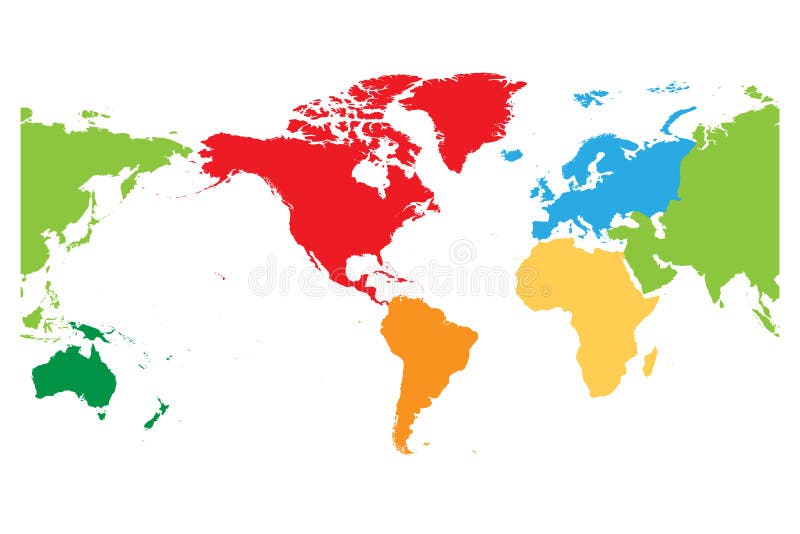 世界地图划分了成六个 美洲集中了 另外颜色的每个 简单的平