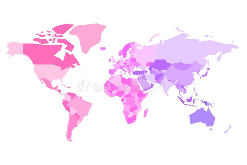 与countires国界的被简化的政治地图 五颜六色的传染媒介例证