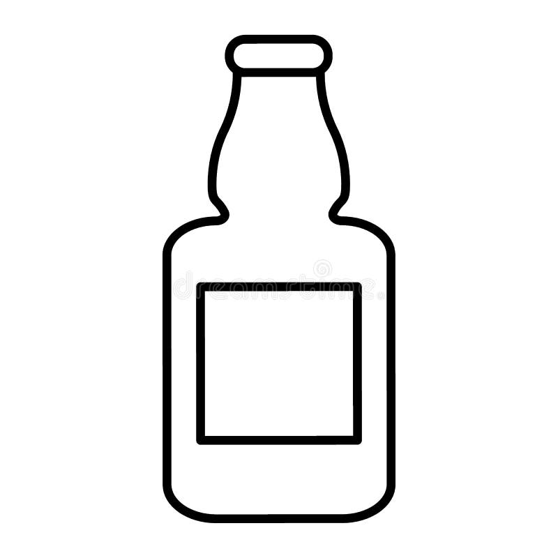 啤酒瓶稀薄的线象 烧瓶啤酒在白色隔绝的传染媒介例证 玻璃瓶概述样式