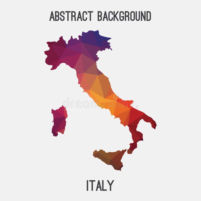 在几何多角形,马赛克样式的意大利地图. 图标, 艺术.图片