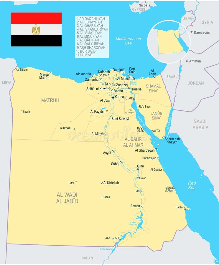 download 埃及-地图和旗子例证 库存例证.图片
