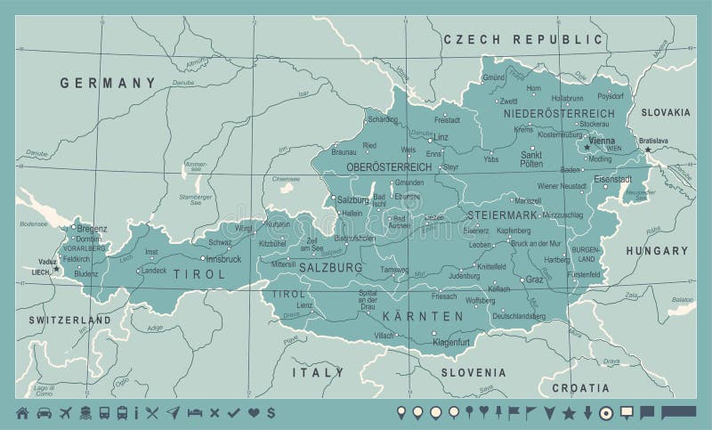 奥地利地图-葡萄酒传染媒介例证