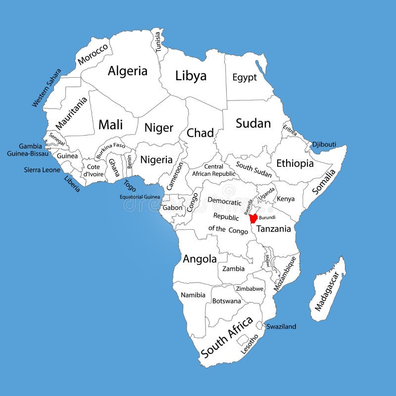 布隆迪共和国传染媒介在非洲地图隔绝的地图剪影 非洲