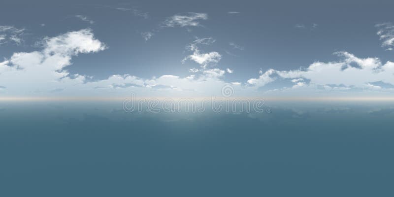 无缝的360天空和海全景白天 向量例证