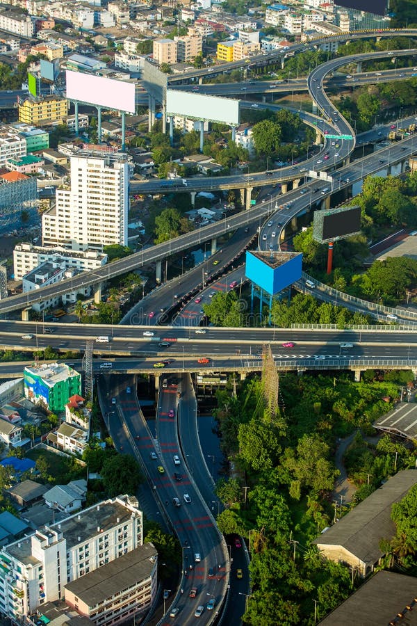 曼谷城市道路和交通鸟瞰图
