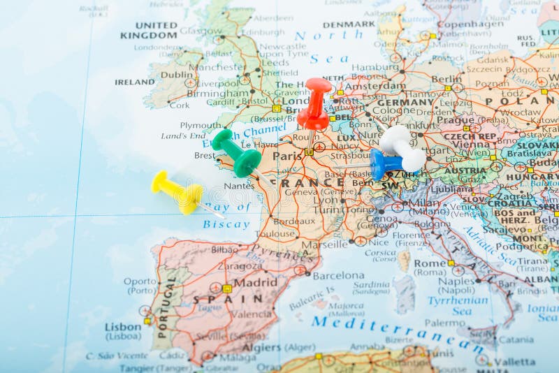 欧洲地图别针旅行. 国家(地区), 商业.图片