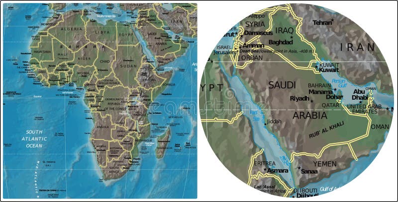 沙特阿拉伯和非洲地图