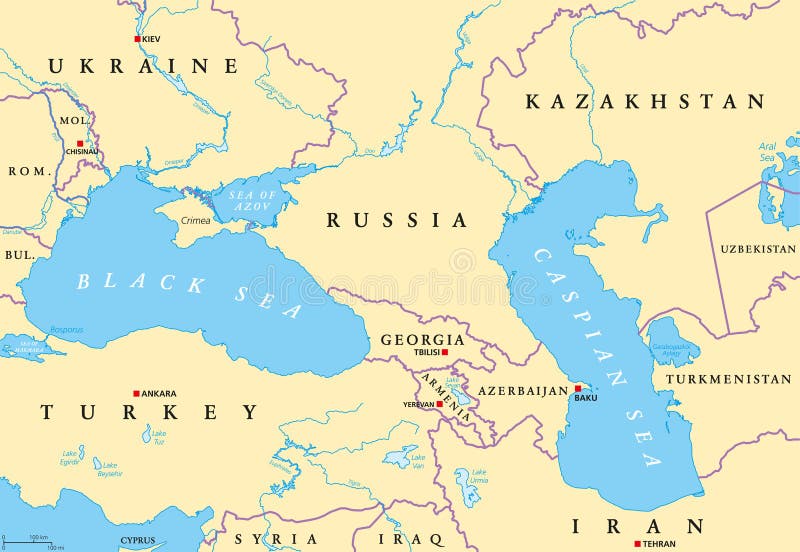 黑海和里海地区政治地图图片