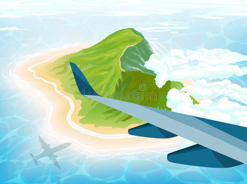 download 海岛在海洋,从飞机的看法 向量例证.图片