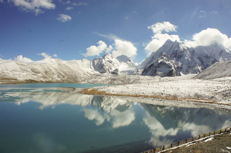 湖高在4500 m海拔上的喜马拉雅山
