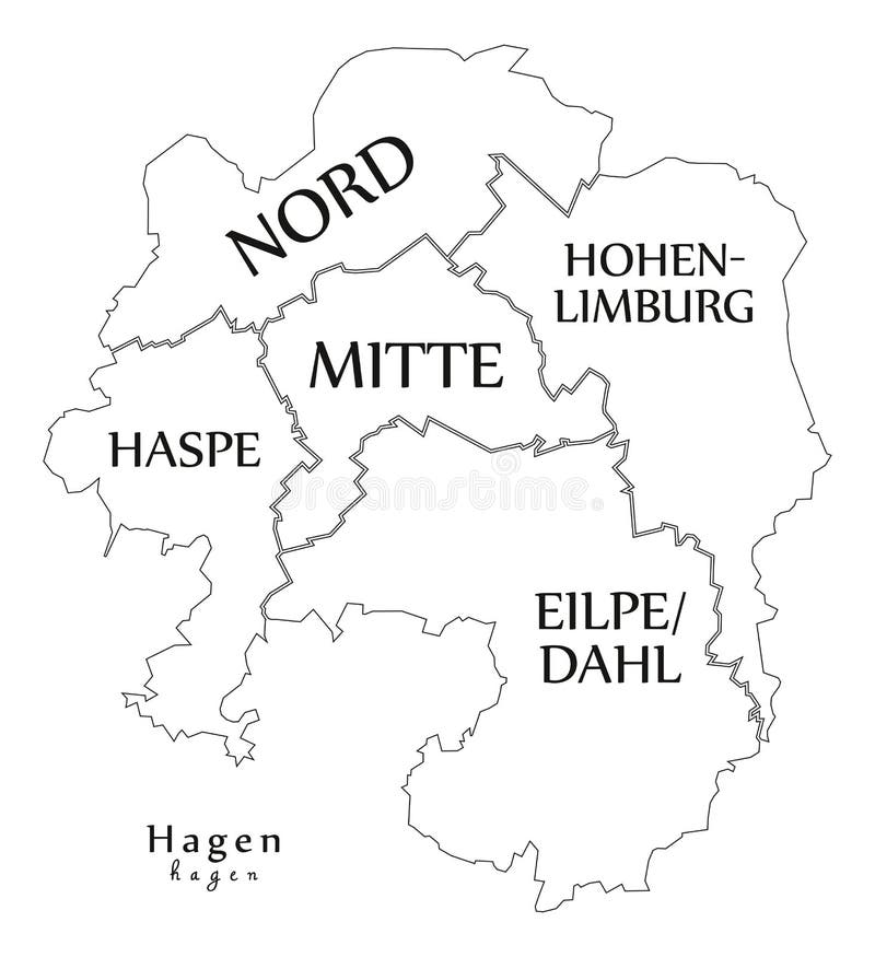现代城市地图-德国的哈根市有自治市镇和标题的图片