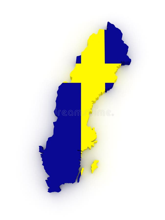 download 瑞典的三维地图. 库存例证.图片
