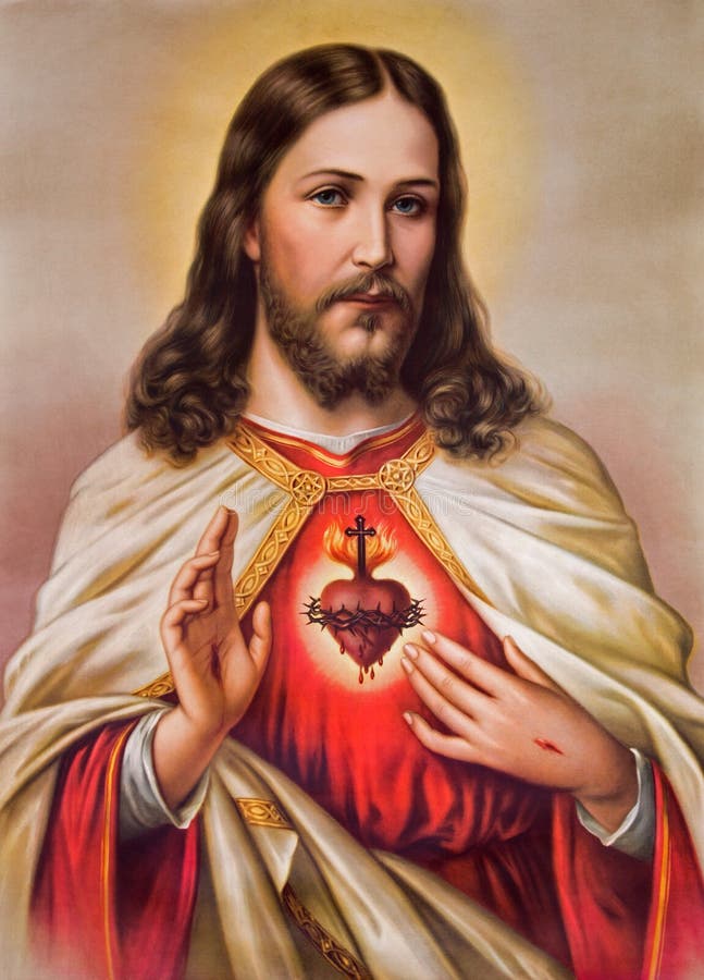 耶稣基督的心脏的典型的宽容图象 免版税图库摄影