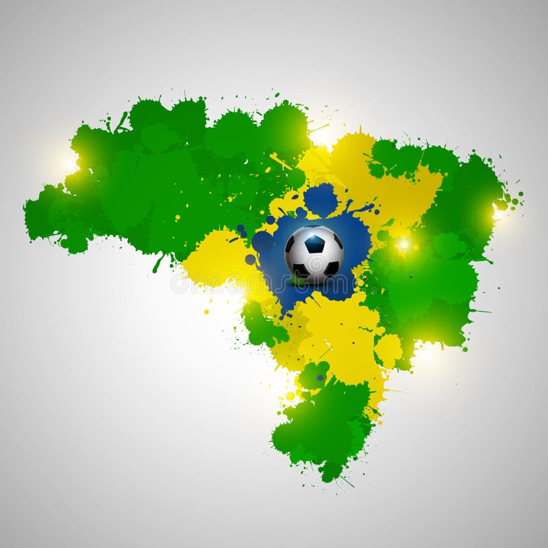 巴西与球的泼溅物地图.图片