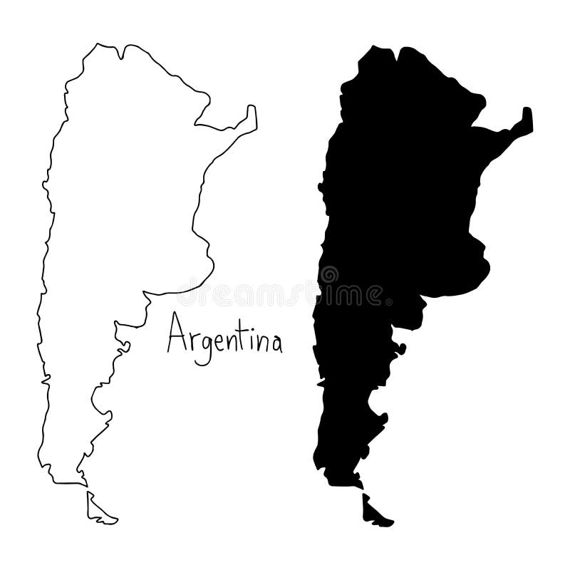 阿根廷的概述和剪影地图-导航例证ha图片