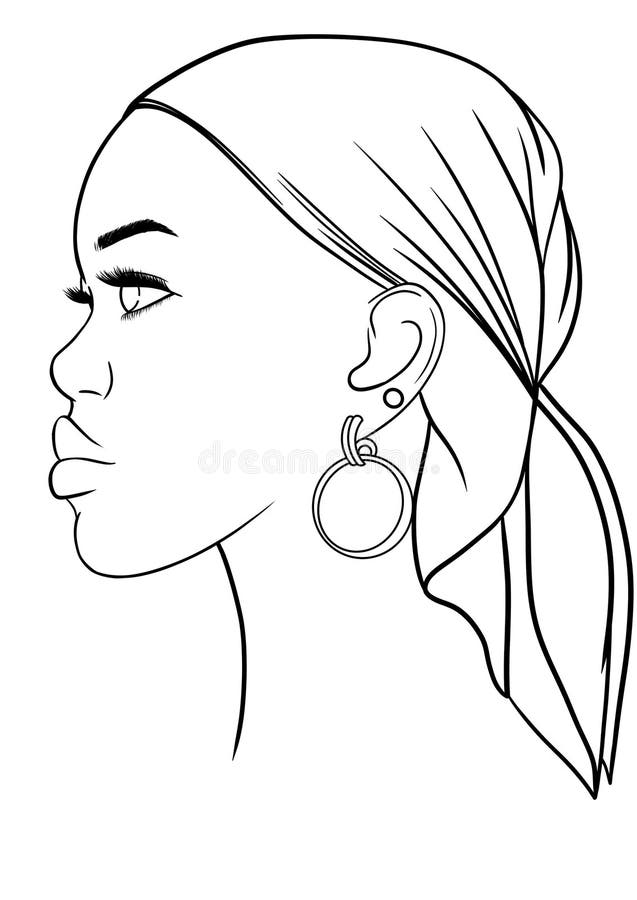 African American Beautiful Girl With Earring Vector Illustration Stock