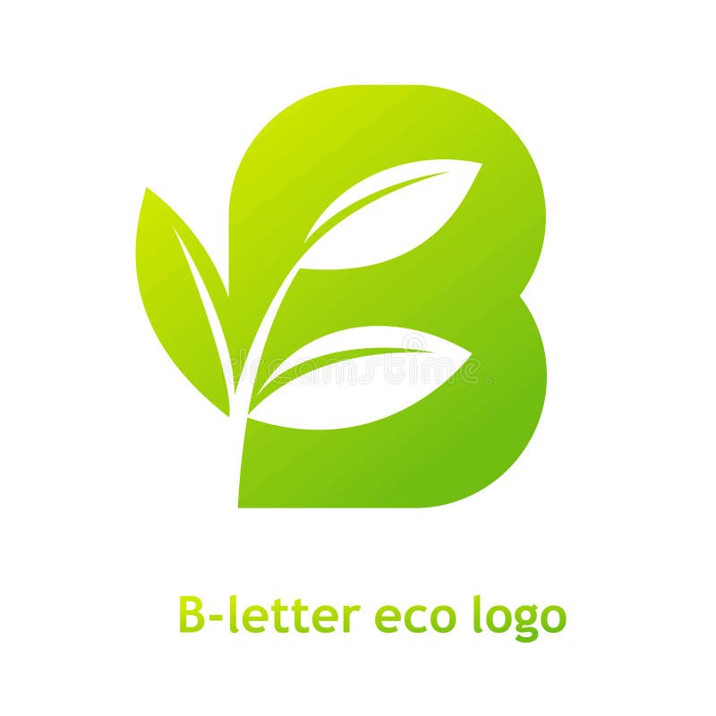 b信件在白色背景的eco商标 与新芽草叶子的有机生物商标公司公司样式图片