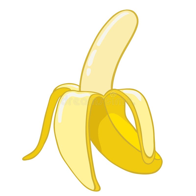 Banana Descascada Isolada No Fundo Branco Ilustra O Do Vetor