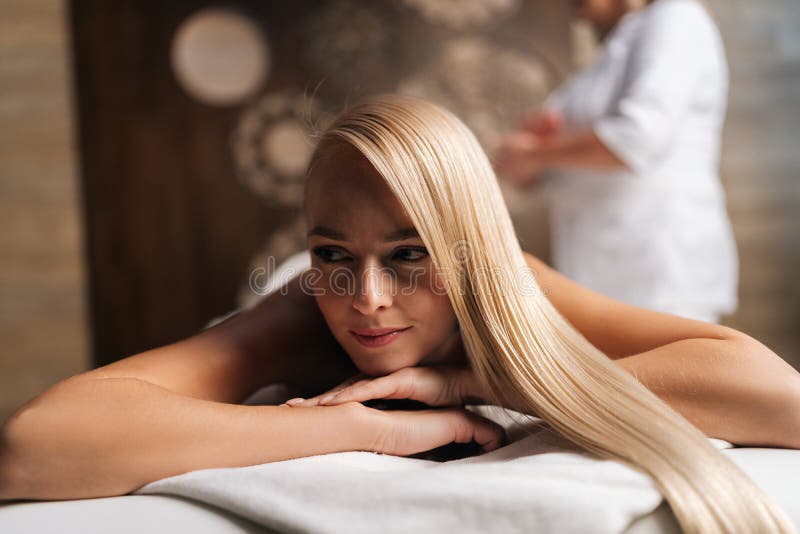 Beautiful Blonde Lying Massage Table Stock Photos Free Royalty