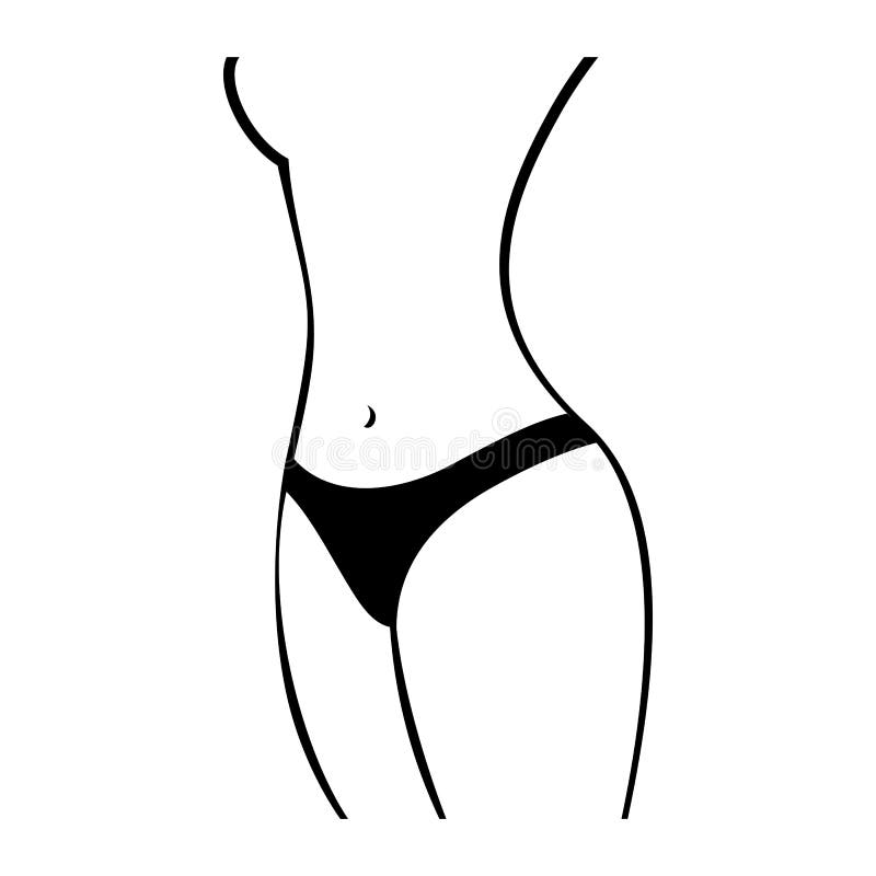 Dibujo De La Muchacha Del Bikini Blanco Y Negro Ilustración del Vector