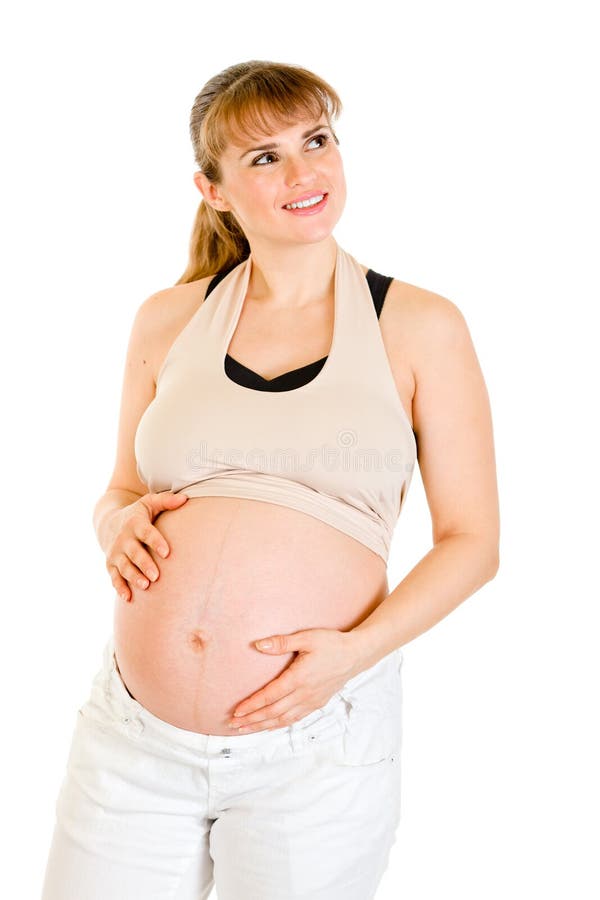 Beautiful Pregnant Woman Touching Her Lovely Belly Free Stock Photos