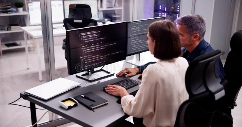 Extreme Programming A Mature Pair Programming Stock Image Image Of Multiple Screens 299930409