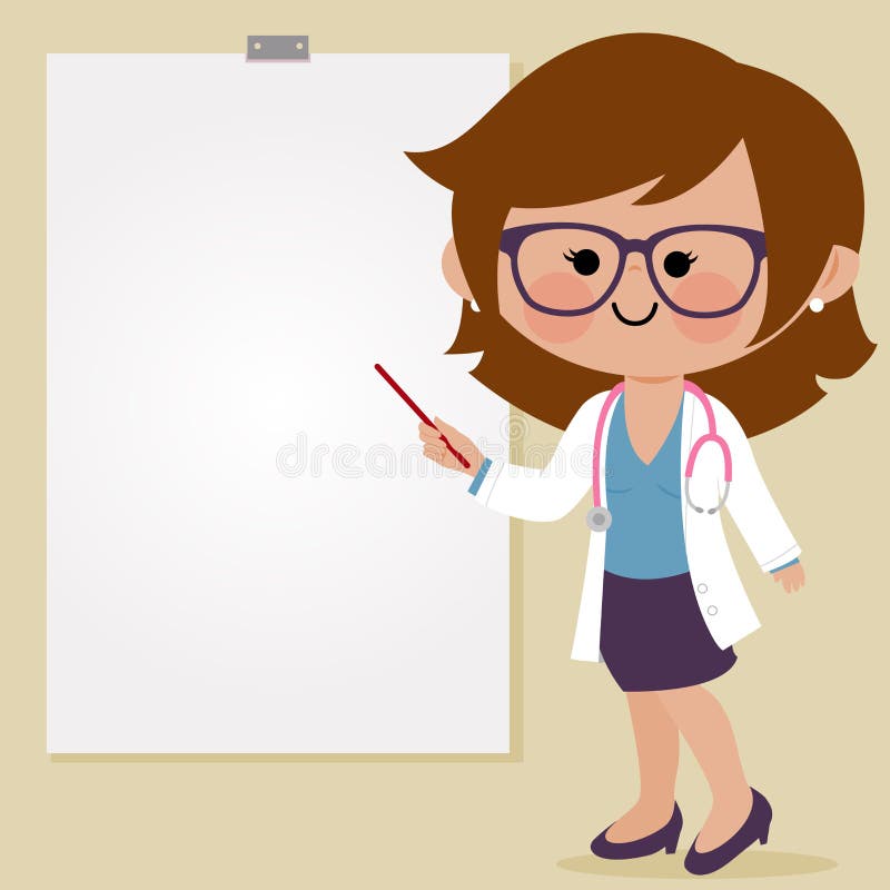 Doctor Making A Presentation Using A White Board Vector Illustration