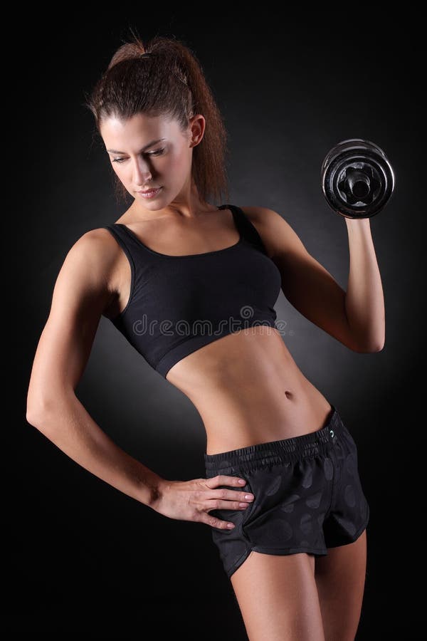 Fitness Woman In Doing Exercises With Dumbells Stock Image Image Of
