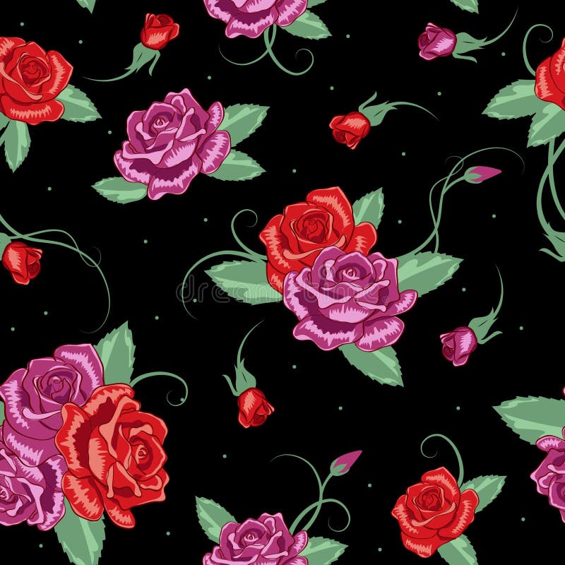 Fundo Cor de rosa Floral Roxo Sem Emenda Ilustração do Vetor