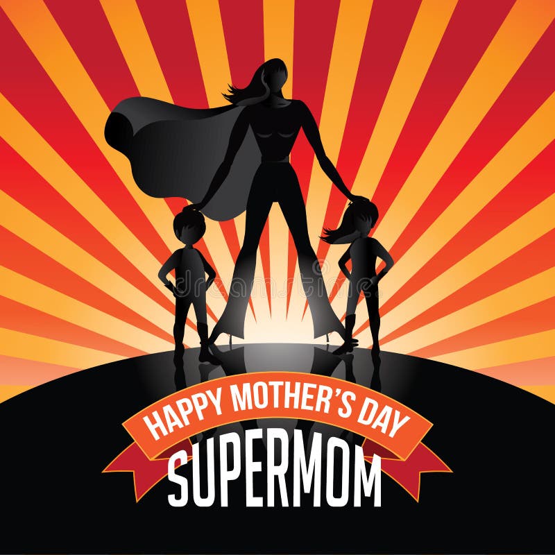 Happy Mothers Day Supermom Burst Stock Vector Illustration Of