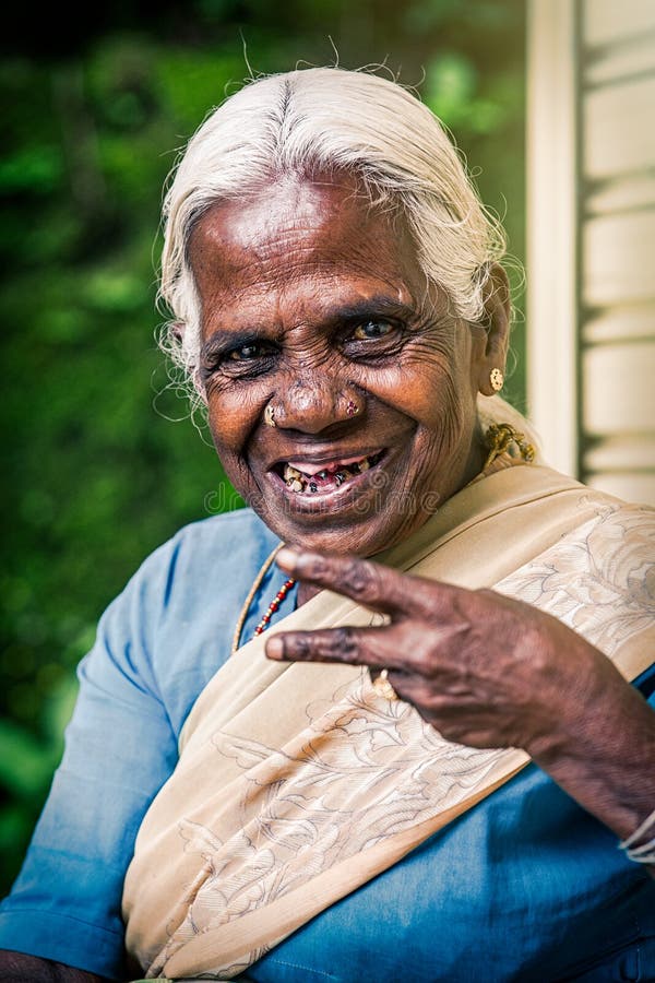 Very Old South Indian Woman Stock Photo Image Of White Laugh