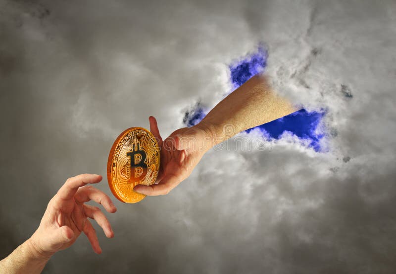 Heavenly bitcoin royalty free stock photo