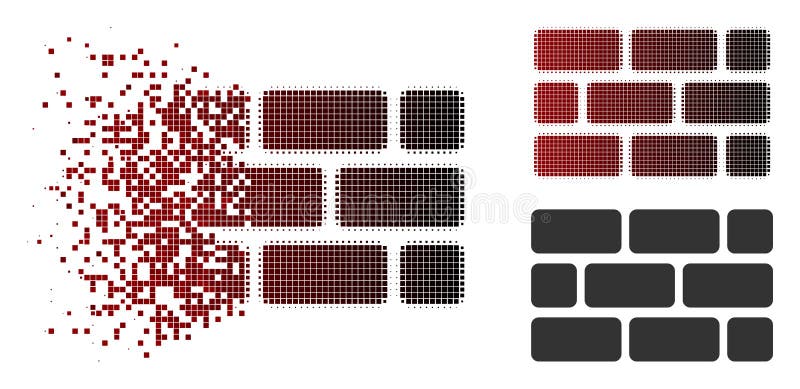 Icono De Semitono Punteado Destructed De La Pared De Ladrillo