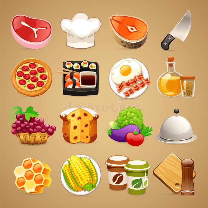 Iconos Set De Los Accesorios De La Comida Y De La Cocina Ilustraci N