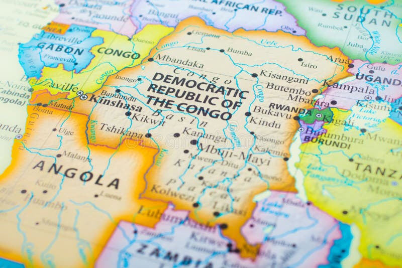 Mapa De La República Democrática Del Congo Imagen de archivo Imagen