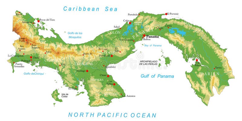 Mapa F Sico De Panama Ilustraci N Del Vector Ilustraci N De Lago