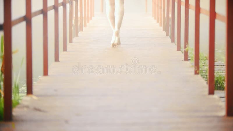 Naked Woman S Legs Walking On The Bridge Stock Footage Video Of Walk Lake