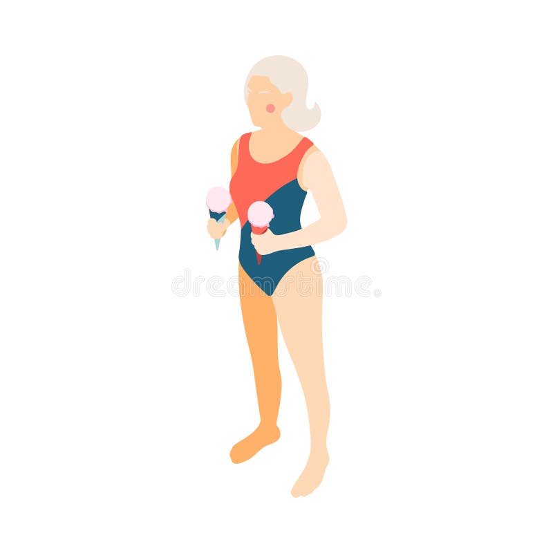 Old Beach Woman Composition Stock Vector Illustration Of Design
