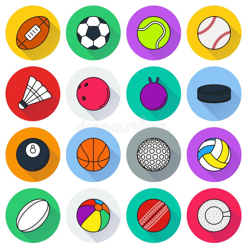 Sports Balls Icon Set On White Background Stock Illustration