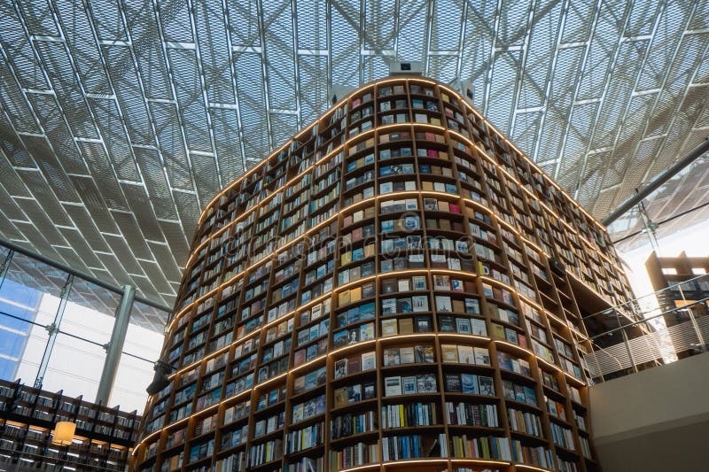 Starfield Library Beautiful Public Library With Wooden Shelf In Coex