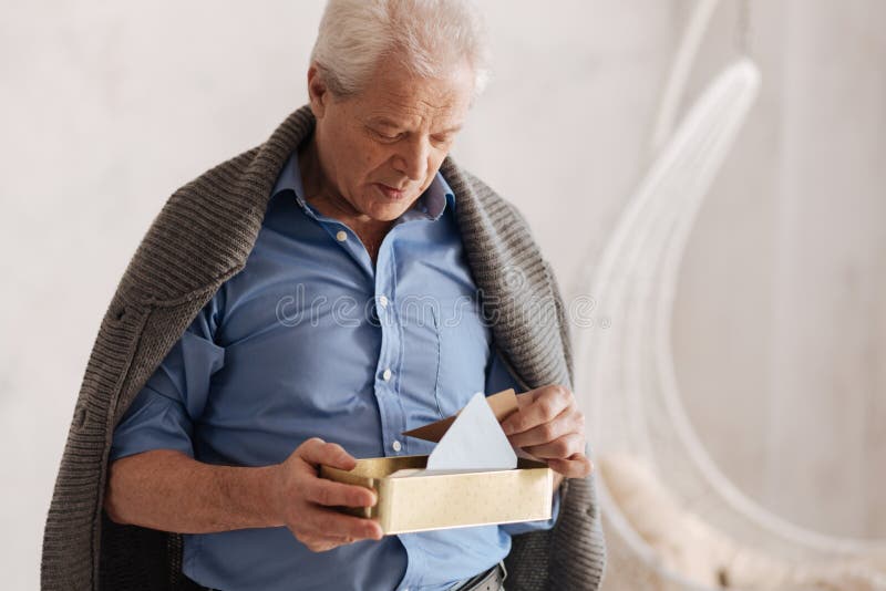 Thoughtful Aged Man Remembering His Past Stock Image Image Of Love