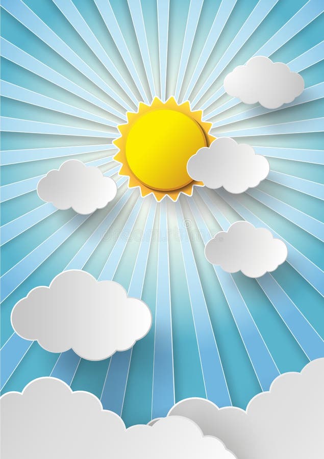 传染媒介太阳有云彩背景. 自然, 抽象.