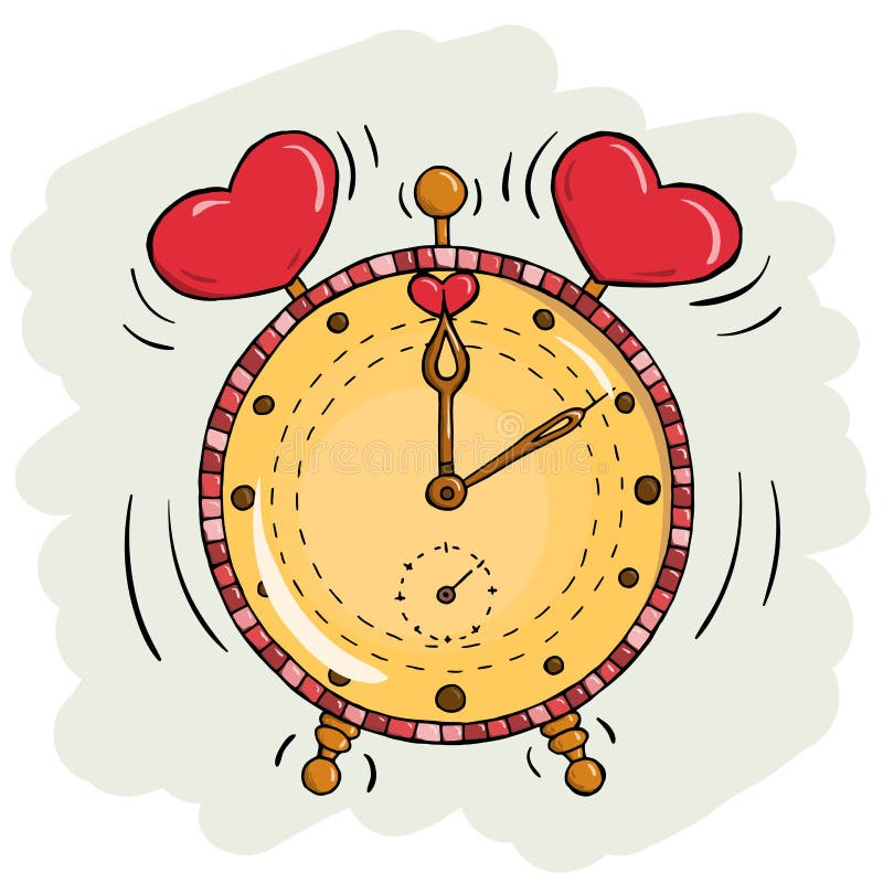 传染媒介有心脏的动画片时钟 向量例证. 插画 包括有