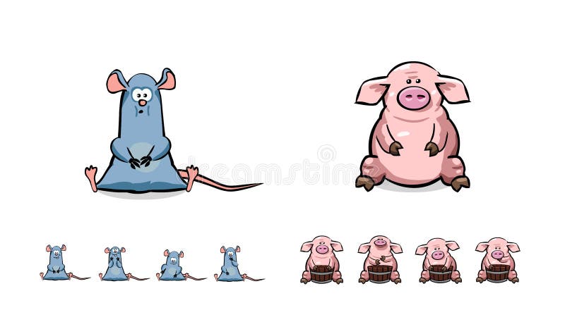 愉快的动画片猪和老鼠集合