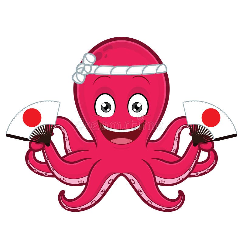 拿着日本爱好者的章鱼 向量例证