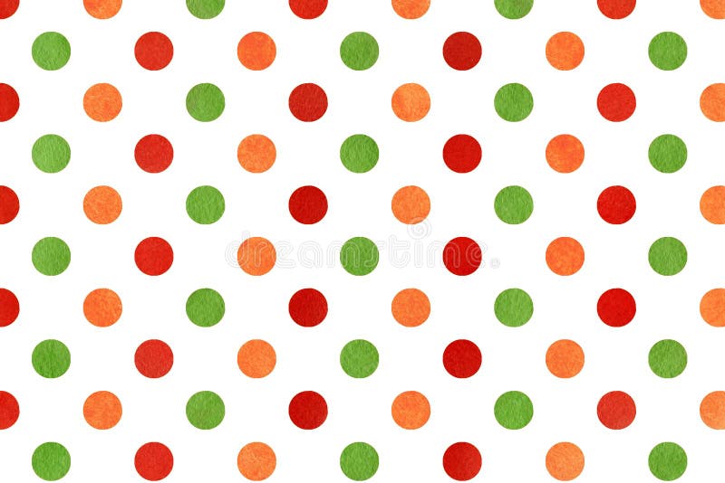 水彩橙色,红色和绿色圆点背景