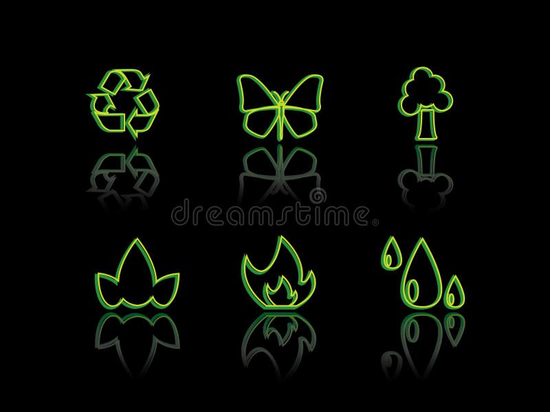 生态氖系列 向量例证 插画 包括有 计算机 图标 箭头 抽象 保护 商业 绿色 次幂 臭氧 5110374