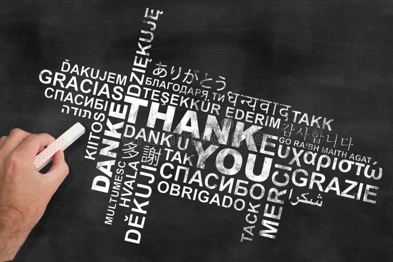 谢谢以在黑板的各种各样的语言